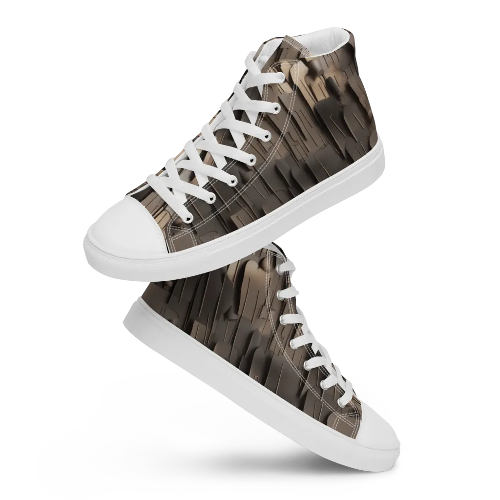 Taupe Circuitry on Women's High Top Canvas Shoes — Front