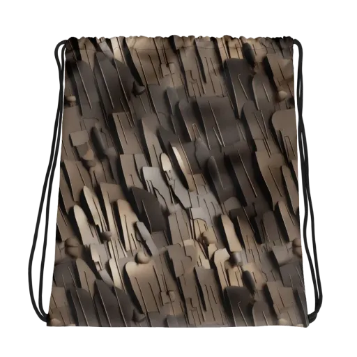 Taupe Circuitry on a Drawstring Bag