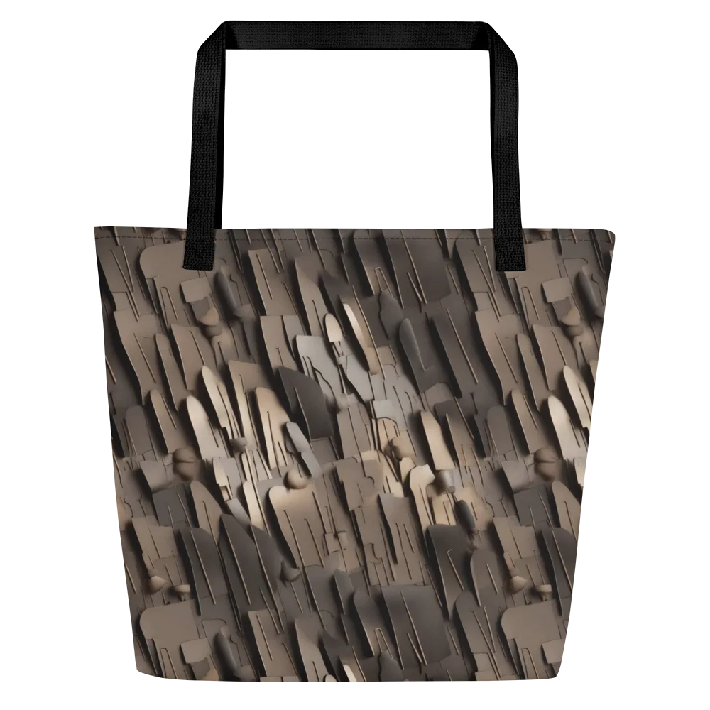 Taupe Circuitry on Large Tote Bag W/ Pocket — Front