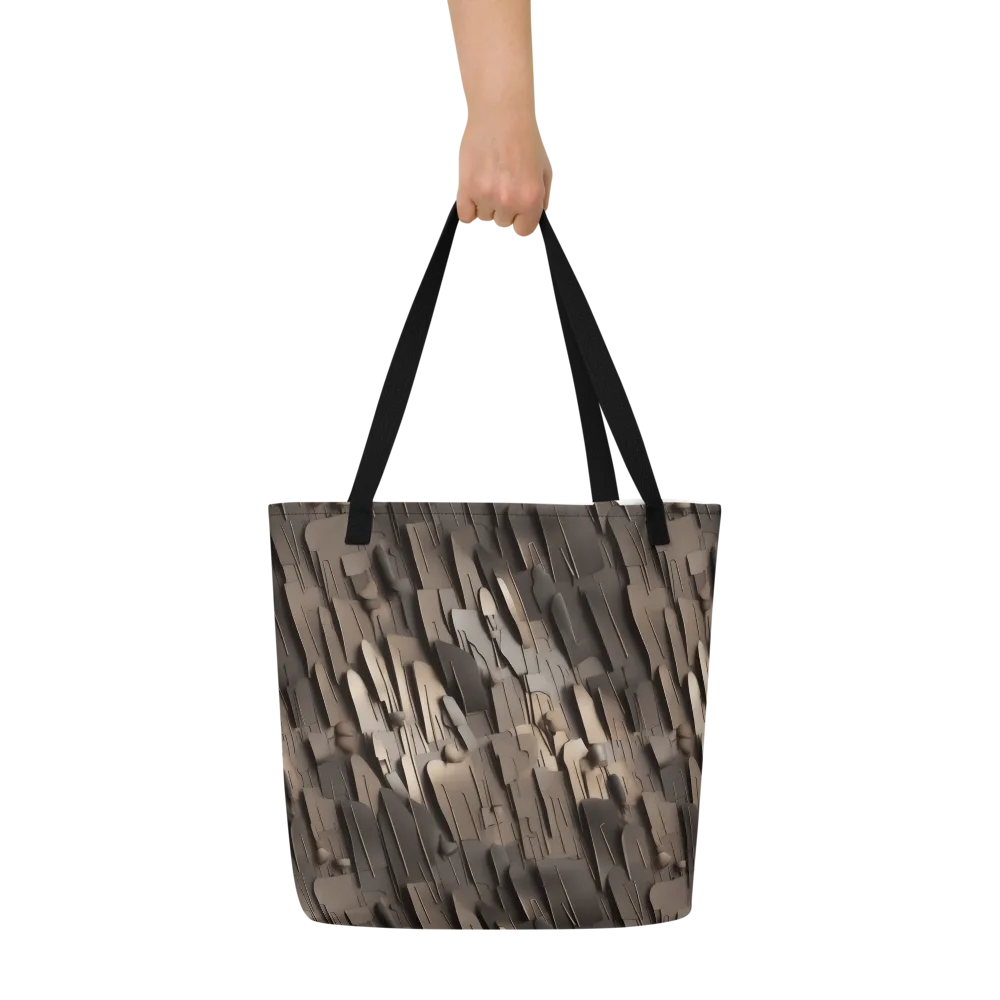 Taupe Circuitry on Large Tote Bag W/ Pocket — Front