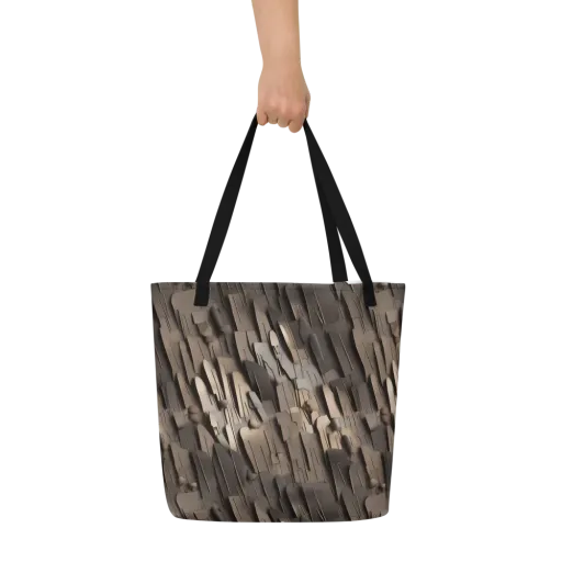 Taupe Circuitry on a Large Tote Bag W/ Pocket