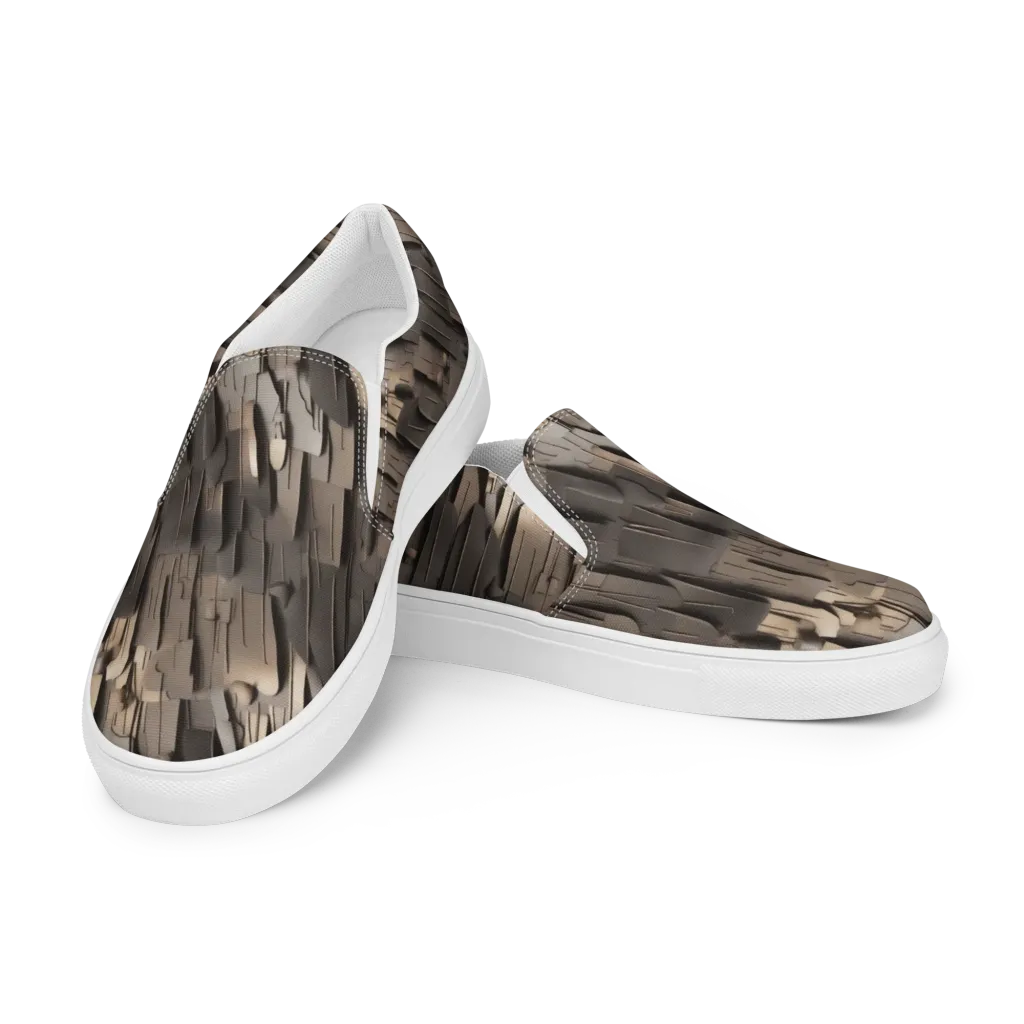 Taupe Circuitry on Women's Slip-On Canvas Shoes — Left Front