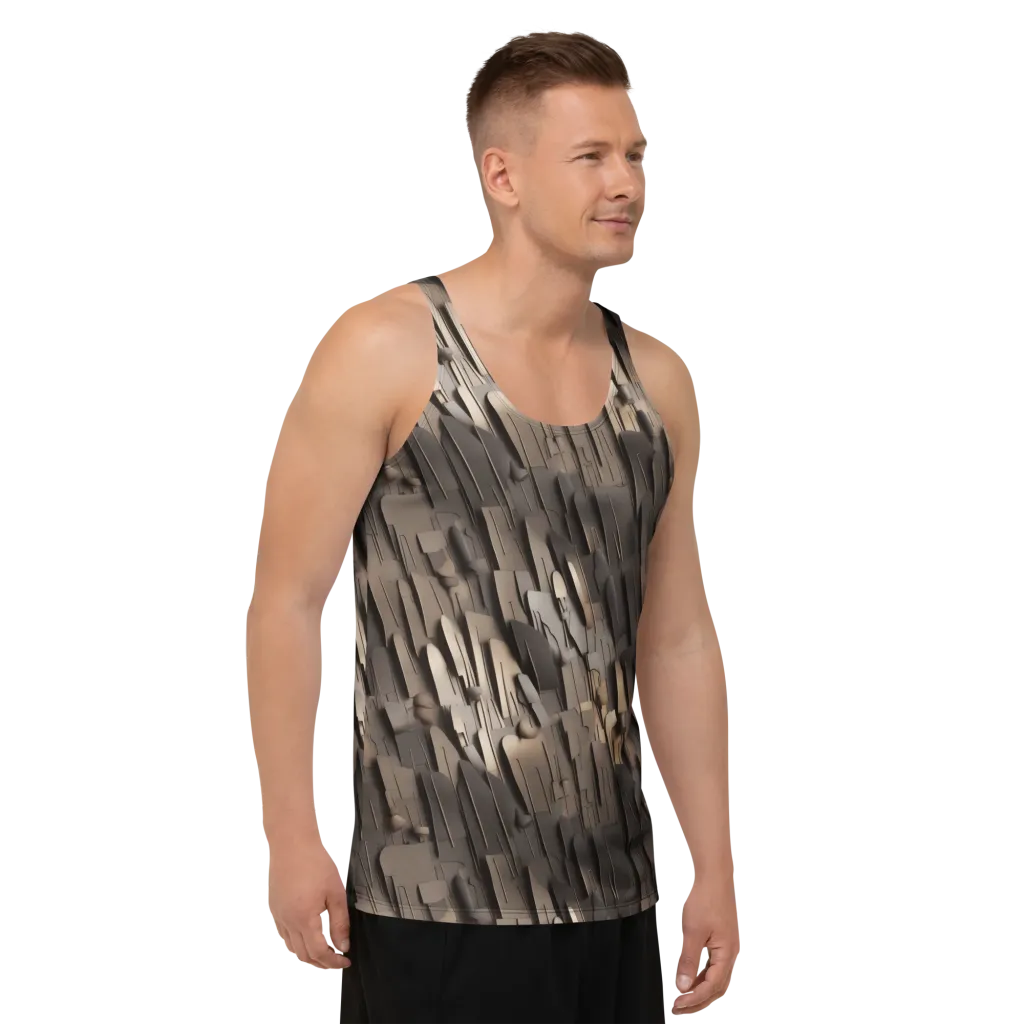 Taupe Circuitry on Men's Tank Top — Right Front