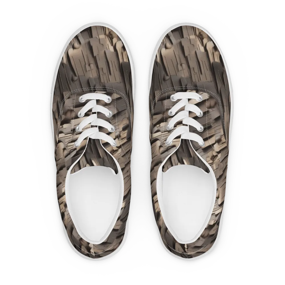 Taupe Circuitry on Men's Lace-Up Canvas Shoes — Front