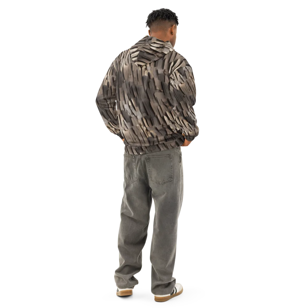 Taupe Circuitry on Cotton Hoodie — Back