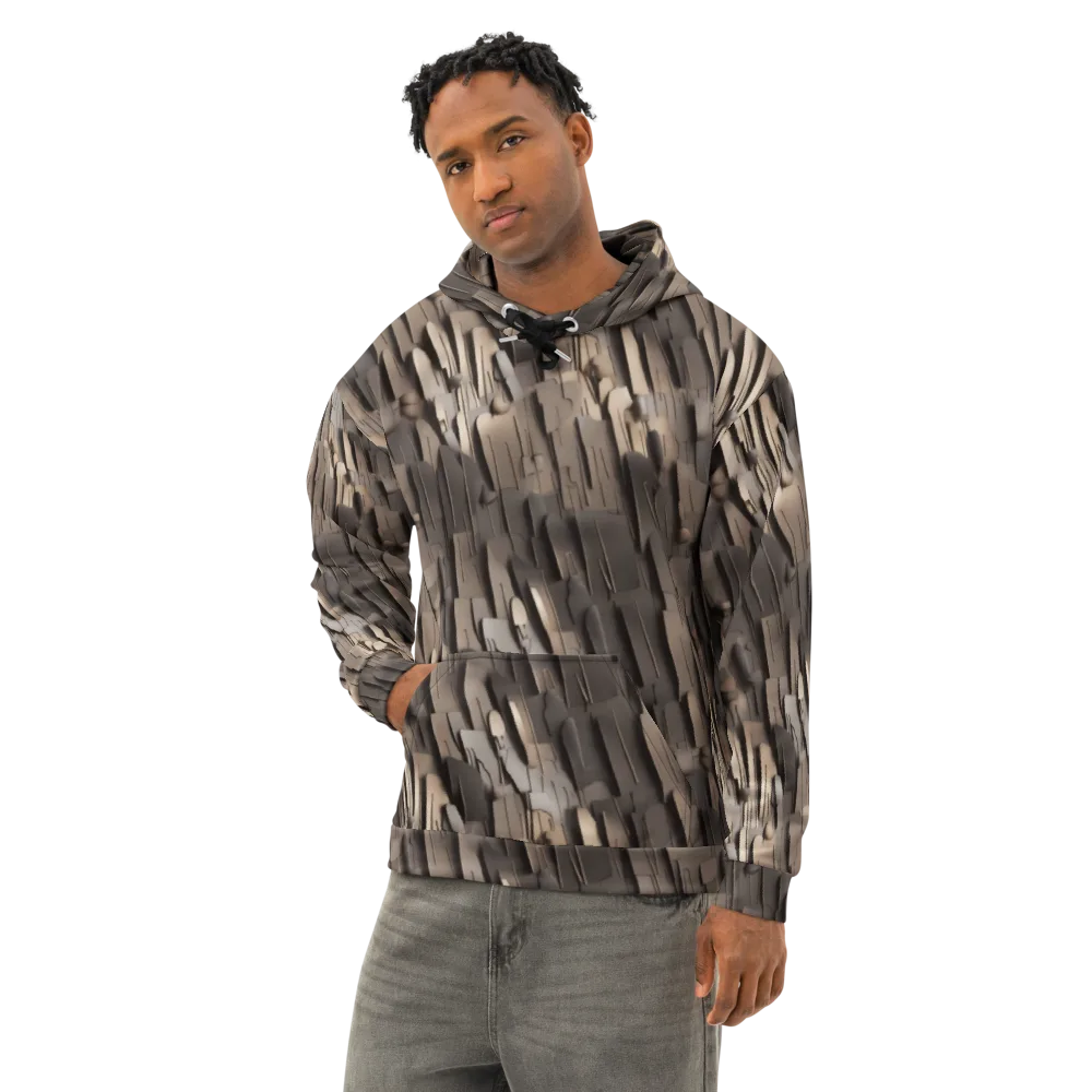 Taupe Circuitry on Cotton Hoodie — Left Front