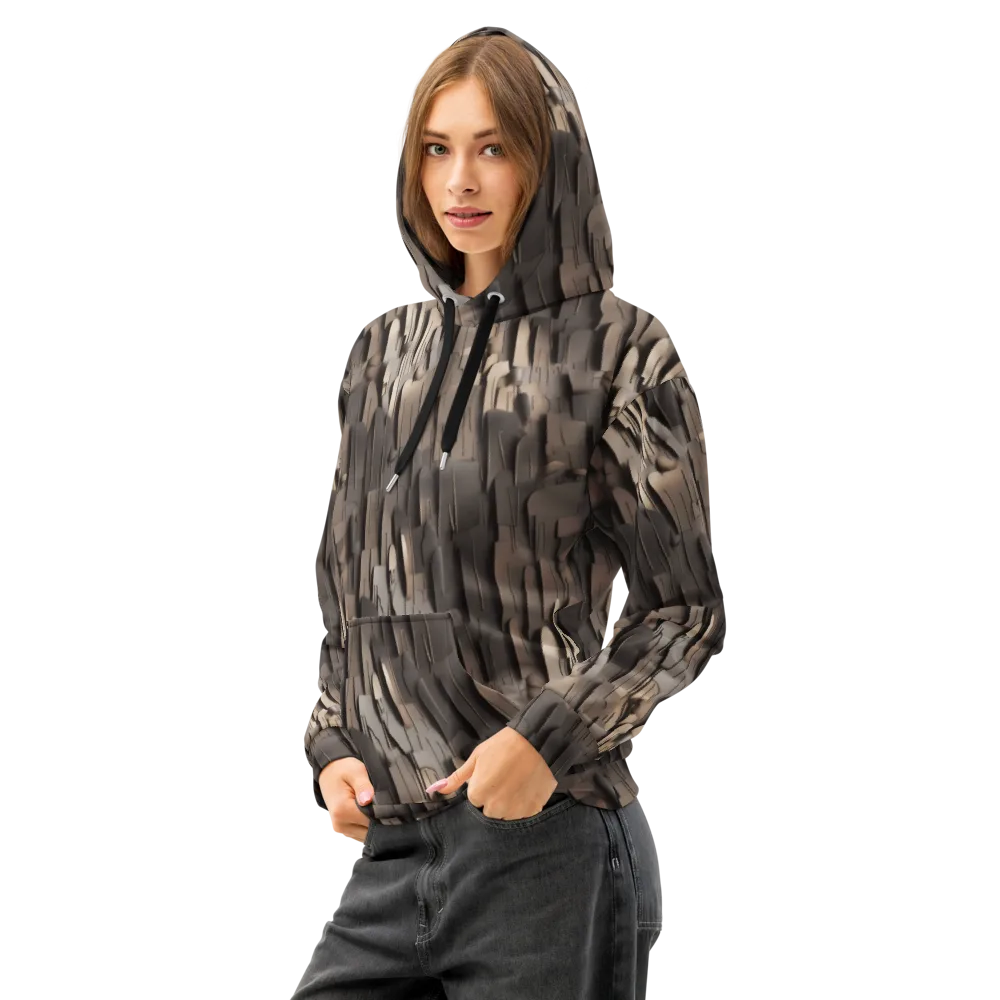 Taupe Circuitry on Cotton Hoodie — Left Front