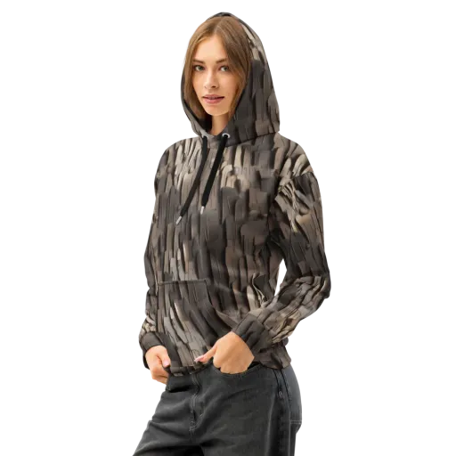 Taupe Circuitry on a Cotton Hoodie