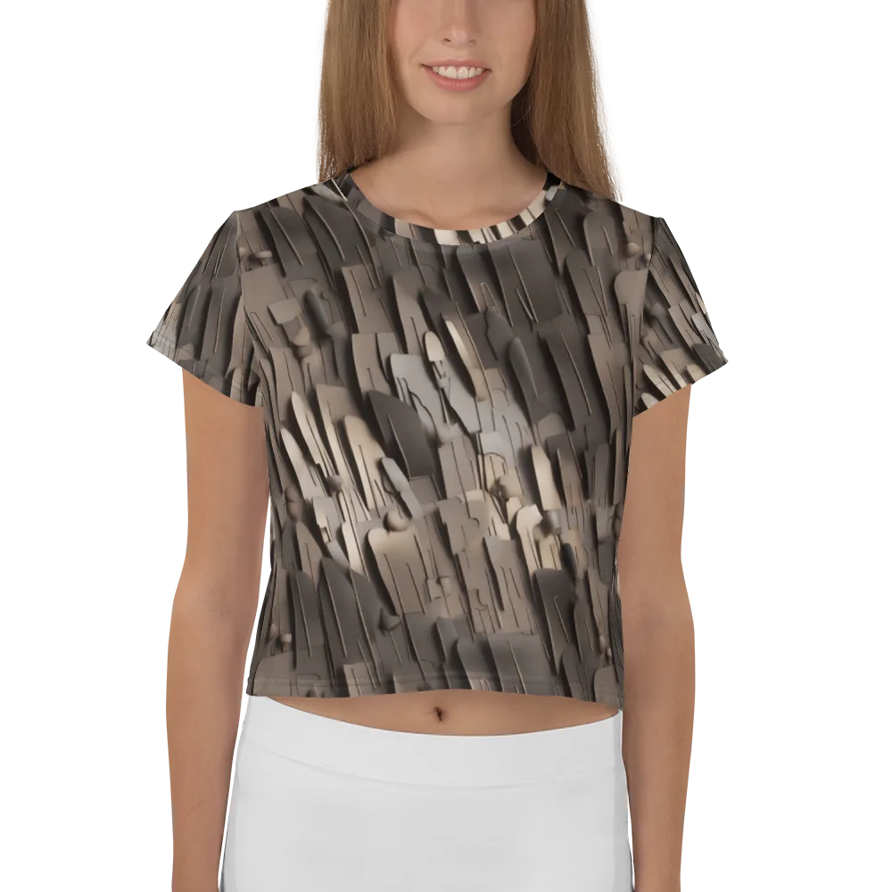 Taupe Circuitry on Crop Tee — Front