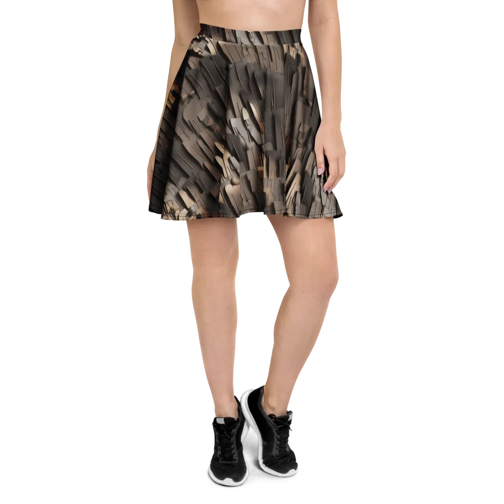 Taupe Circuitry on Skater Skirt — Front
