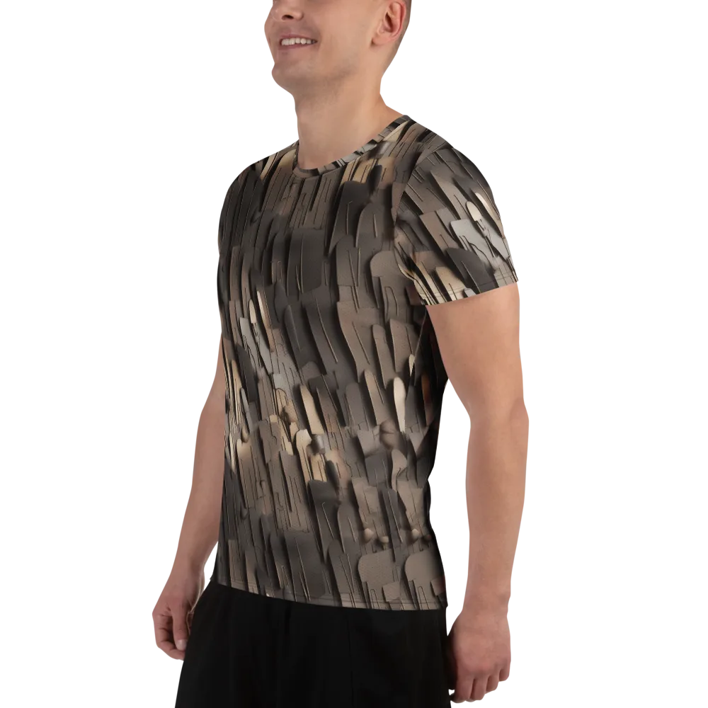 Taupe Circuitry on Men's Athletic T-Shirt — Left