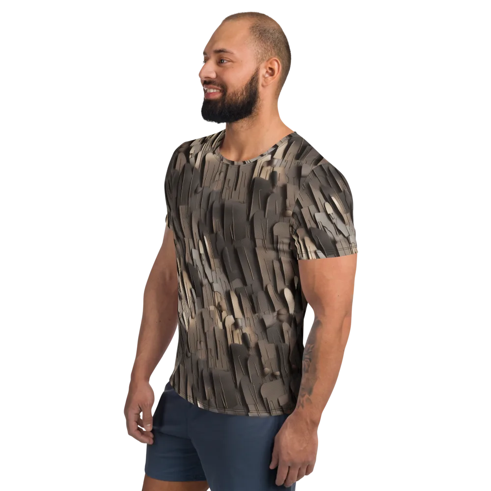 Taupe Circuitry on Men's Athletic T-Shirt — Left