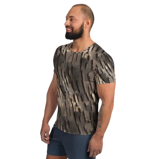 Taupe Circuitry on a Men's Athletic T-Shirt