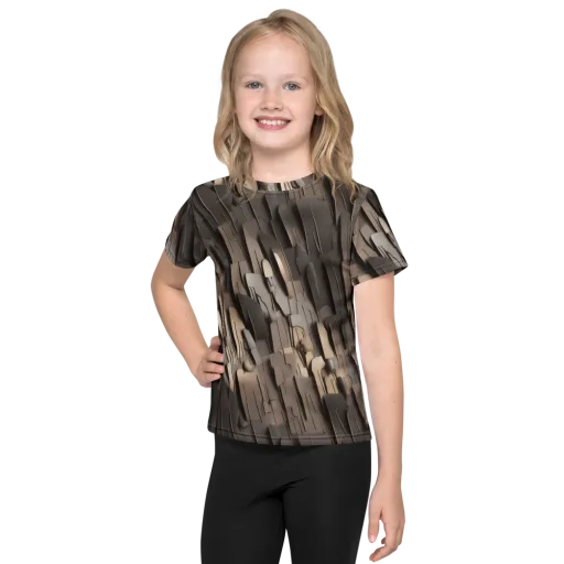 Taupe Circuitry on a Kids Crew Neck T-Shirt