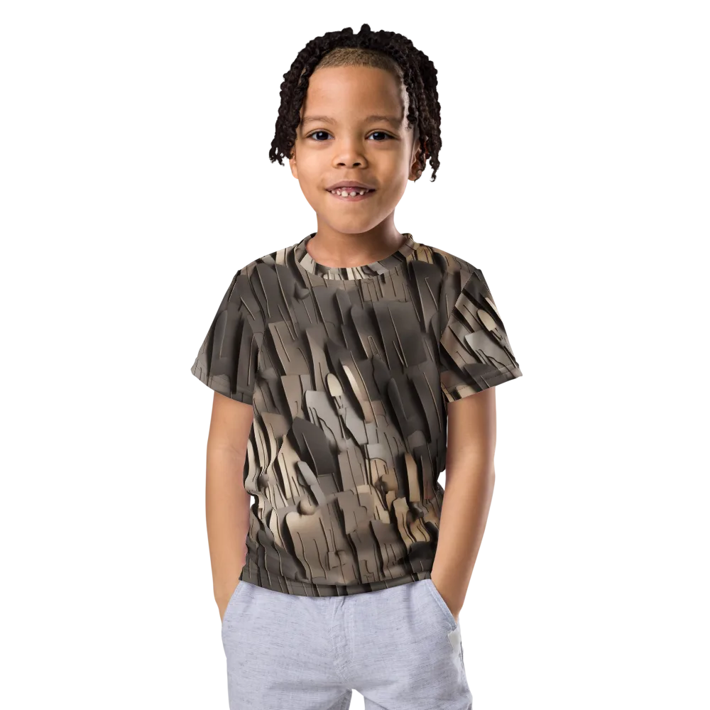 Taupe Circuitry on Kids Crew Neck T-Shirt — Front