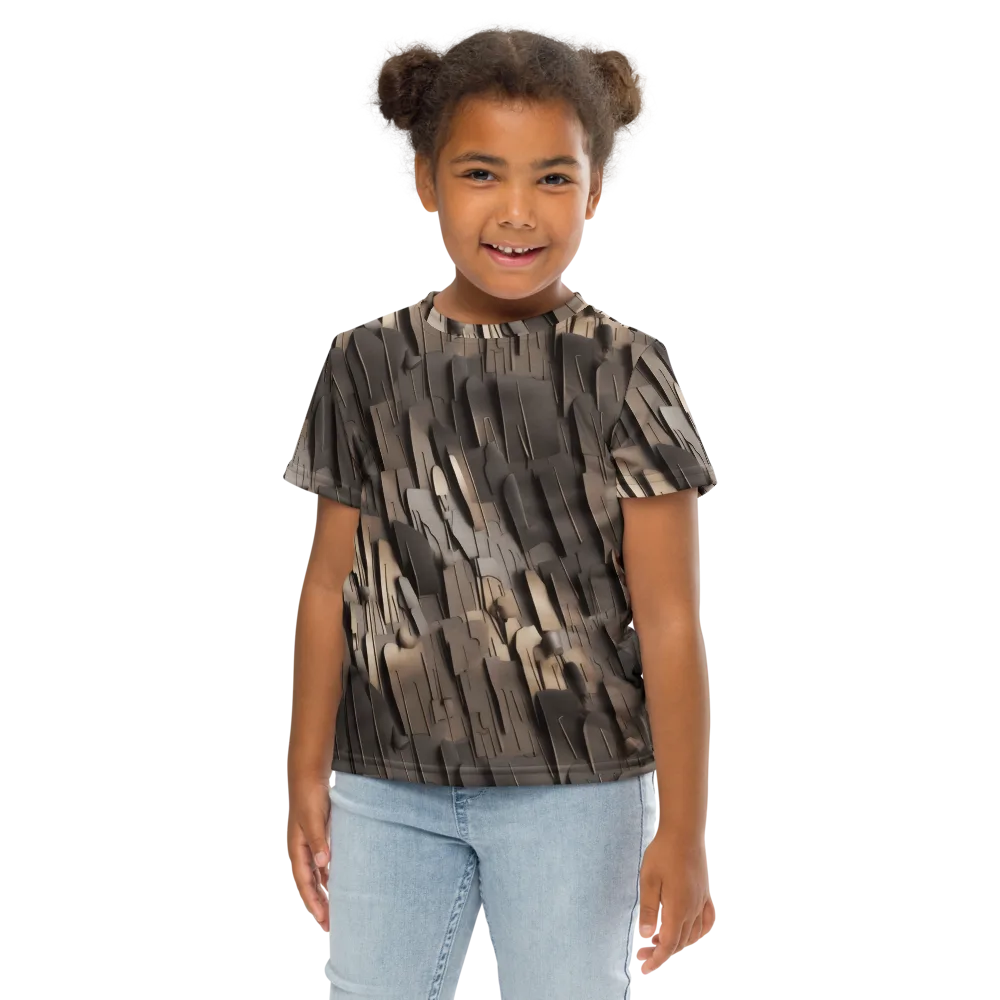 Taupe Circuitry on Kids Crew Neck T-Shirt — Front