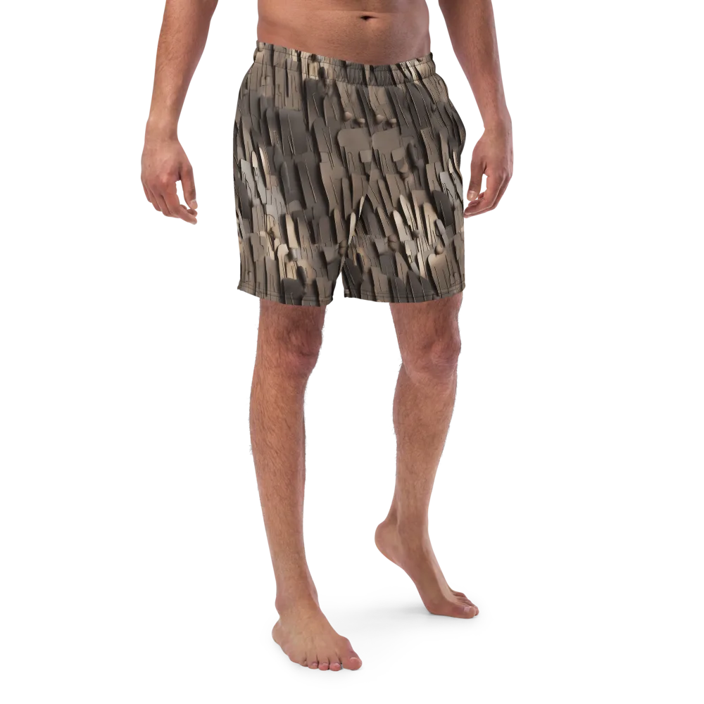 Taupe Circuitry on Swim Trunks — Front