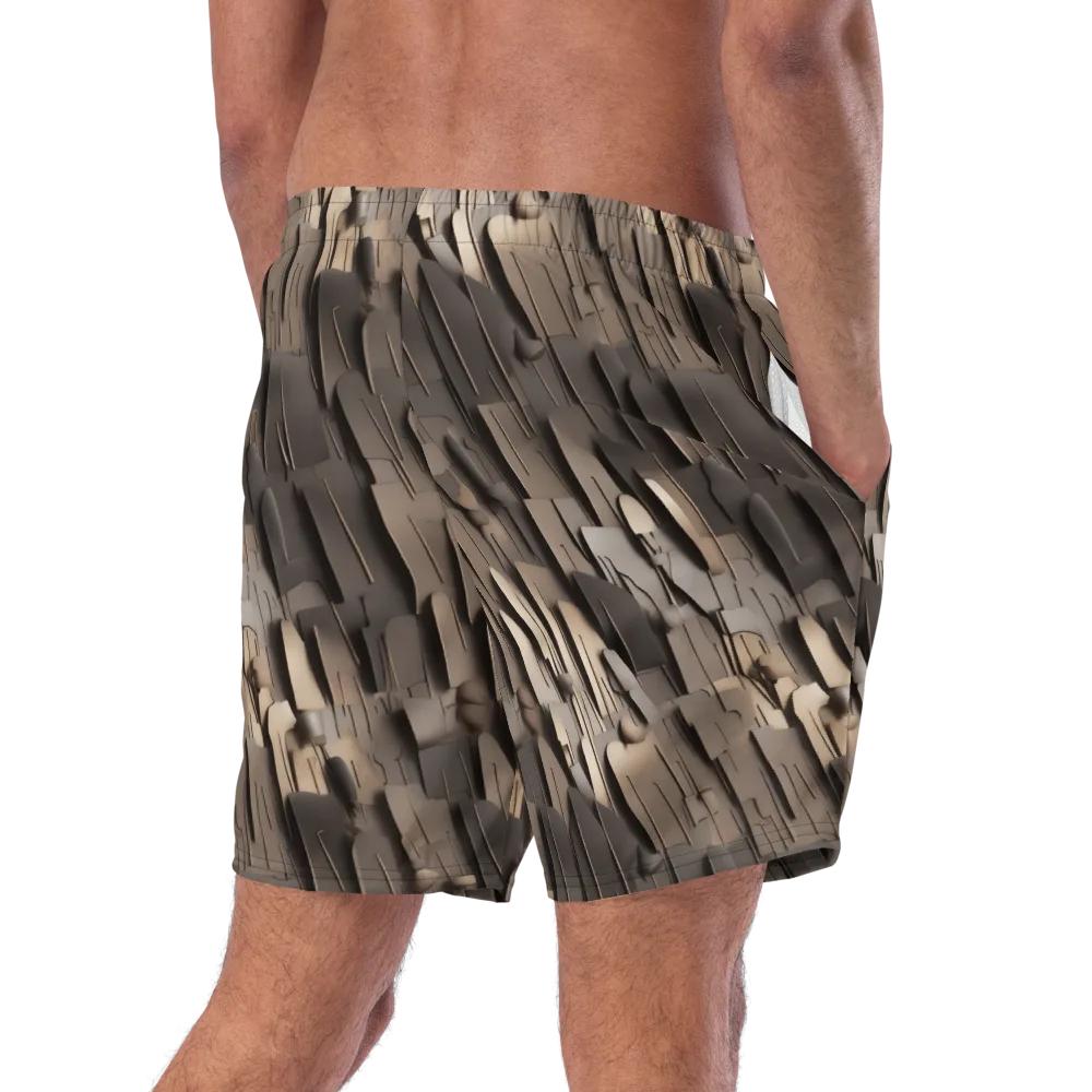 Taupe Circuitry on Swim Trunks — Right Back