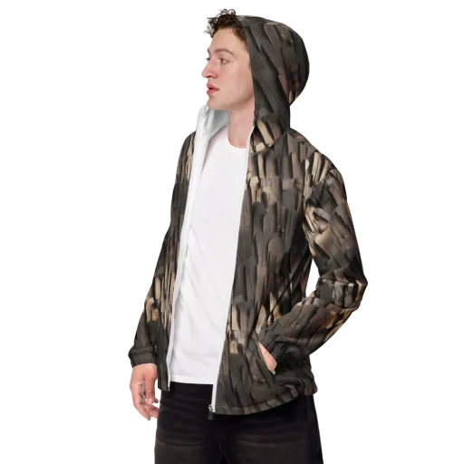 Taupe Circuitry on a Men's Windbreaker