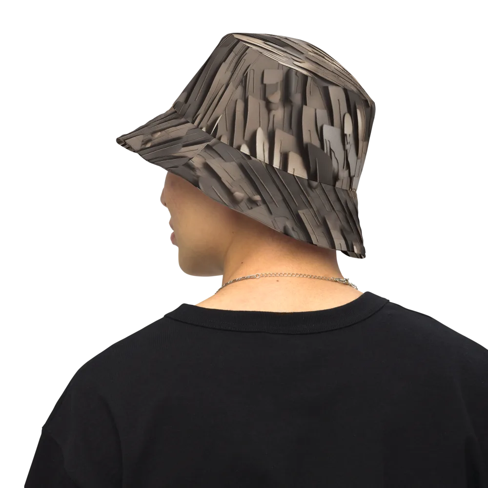 Taupe Circuitry on Reversible Bucket Hat — Back Inside