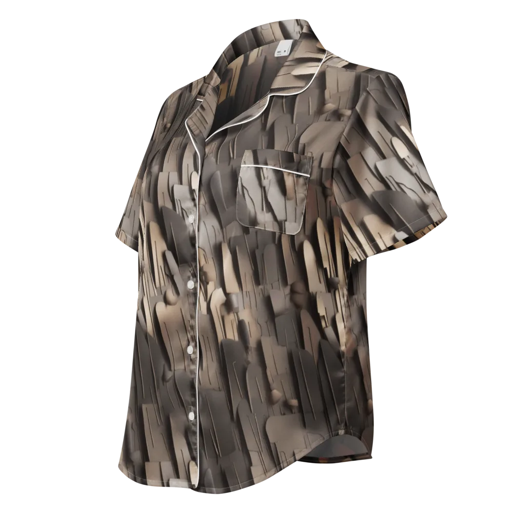 Taupe Circuitry on Women's Short Sleeve Pajama Top — Left Front