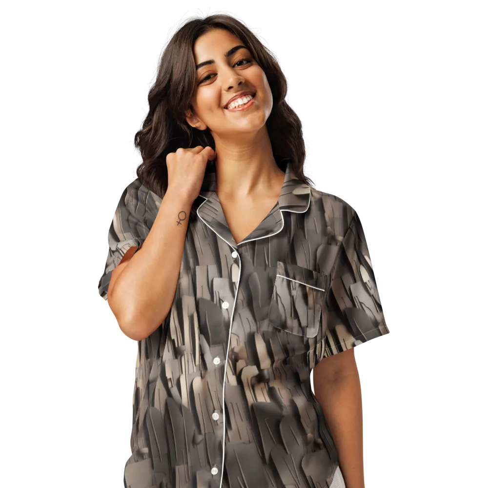 Taupe Circuitry on Women's Short Sleeve Pajama Top — Front