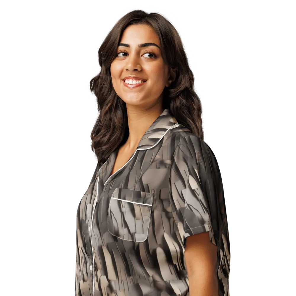Taupe Circuitry on Women's Short Sleeve Pajama Top — Left Front