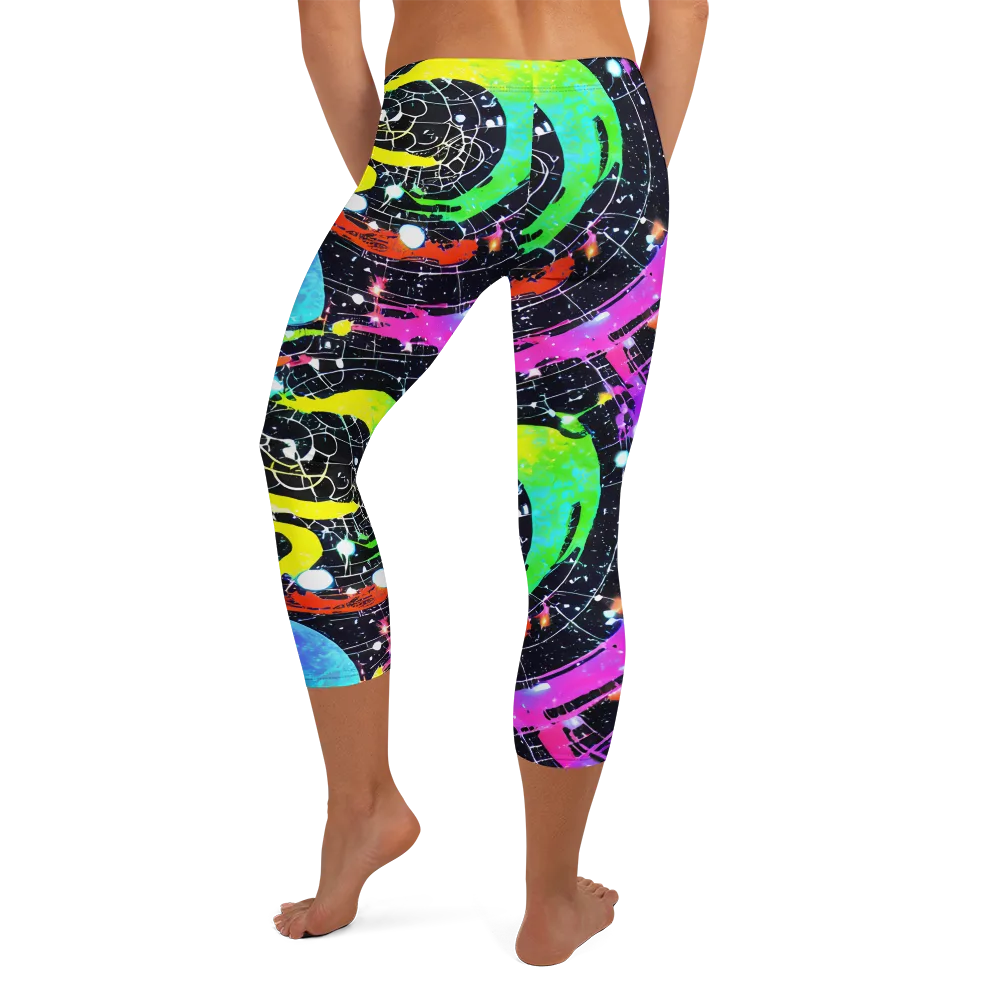 Galactic Riot on Capri Leggings — Back