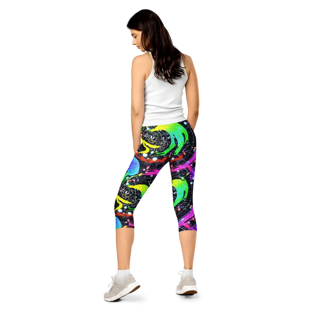 Galactic Riot on Capri Leggings — Back