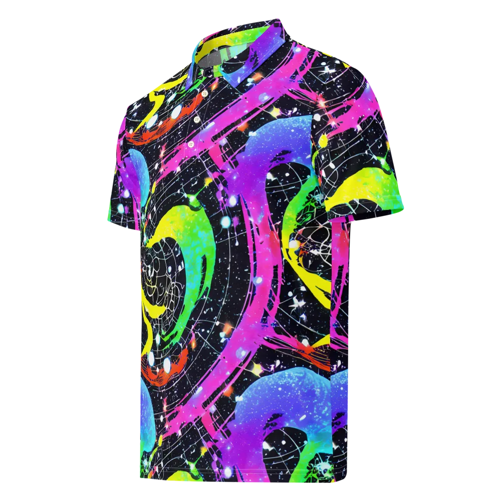 Galactic Riot on Men's Slim Fit Polo Shirt — Left Front