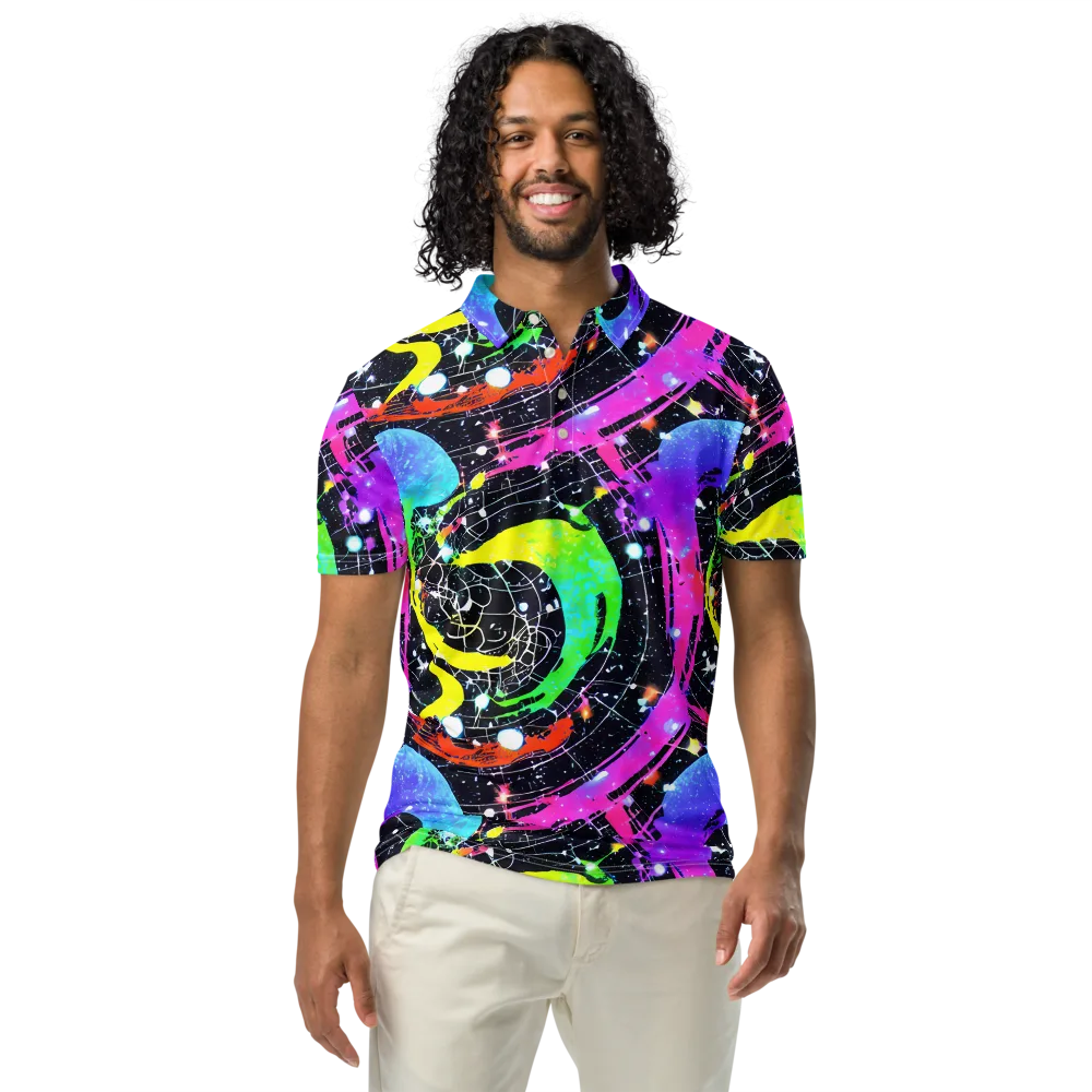 Galactic Riot on Men's Slim Fit Polo Shirt — Front