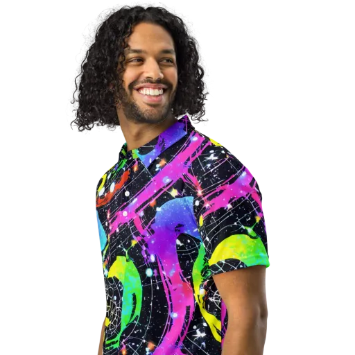 Galactic Riot on a Men's Slim Fit Polo Shirt