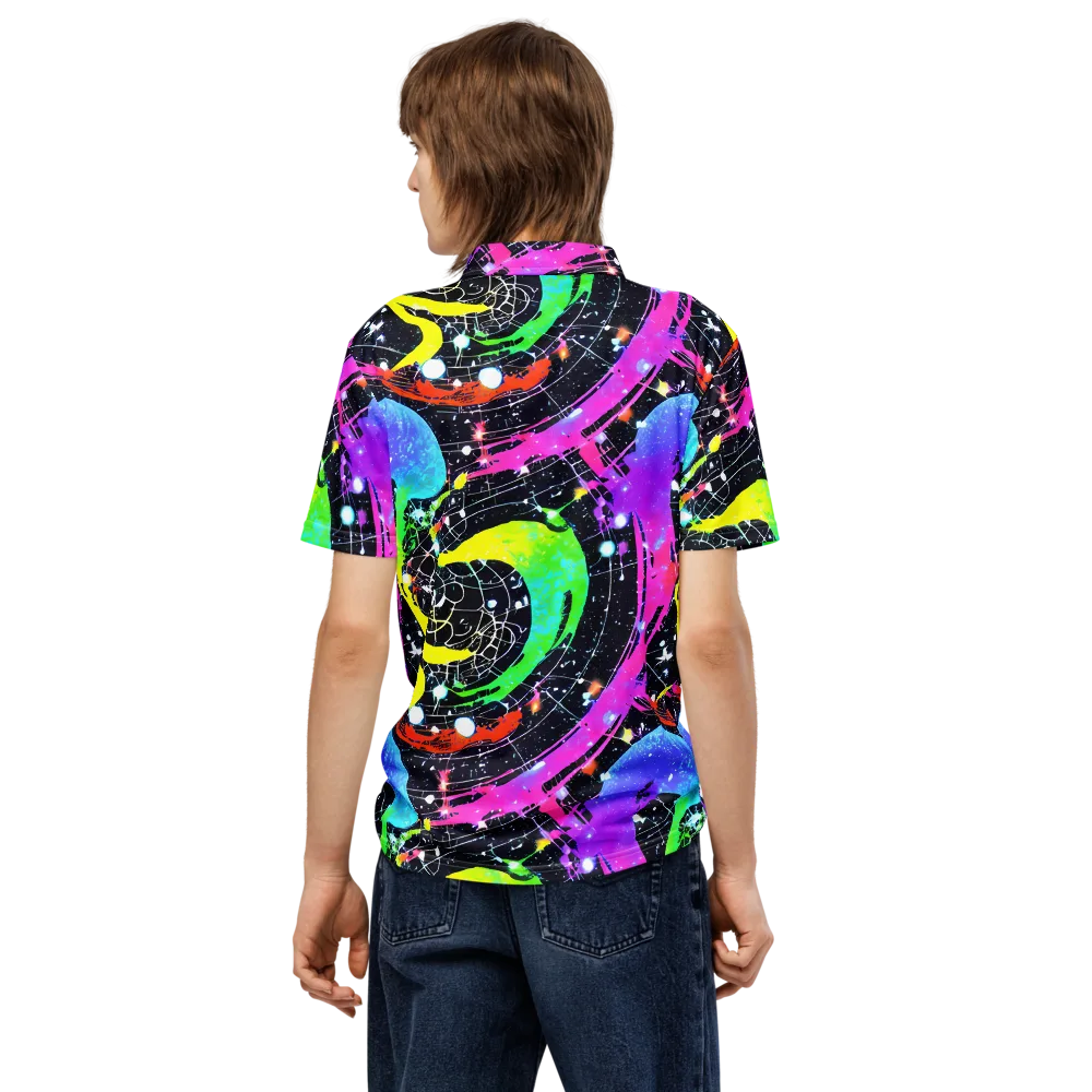 Galactic Riot on Men's Slim Fit Polo Shirt — Back