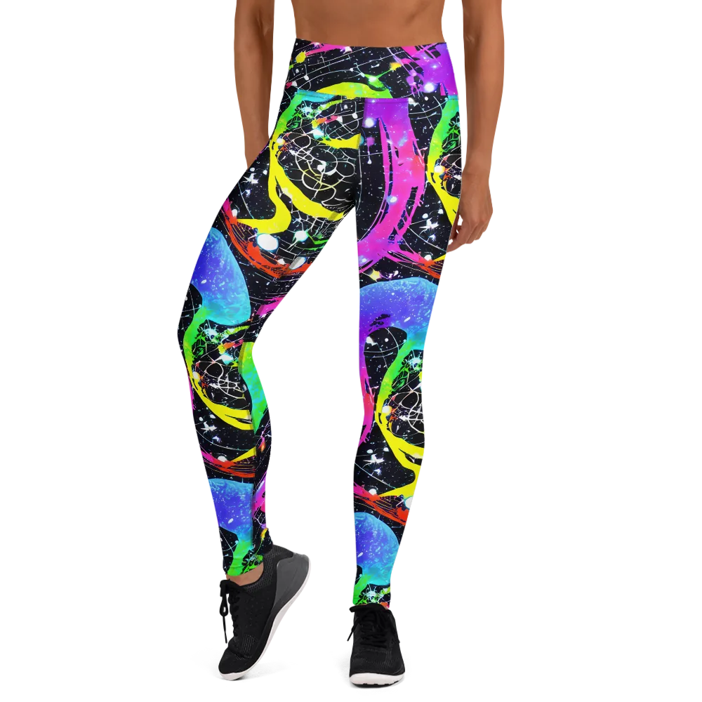 Galactic Riot on Yoga Leggings — Front