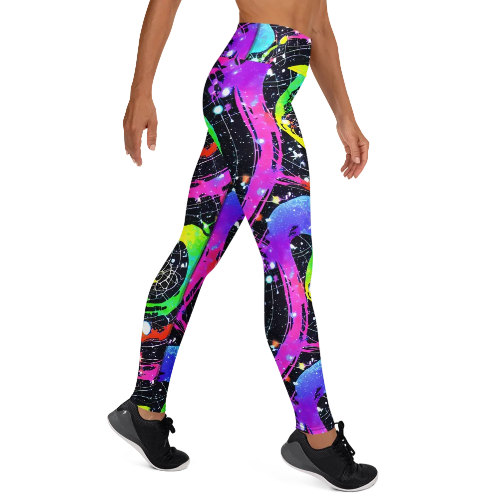 Galactic Riot on Yoga Leggings — Right