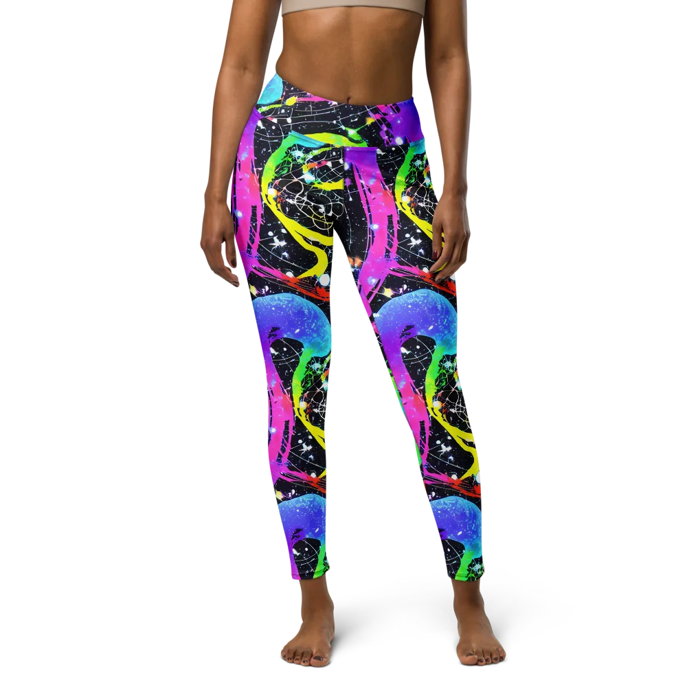 Galactic Riot on Yoga Leggings — Front