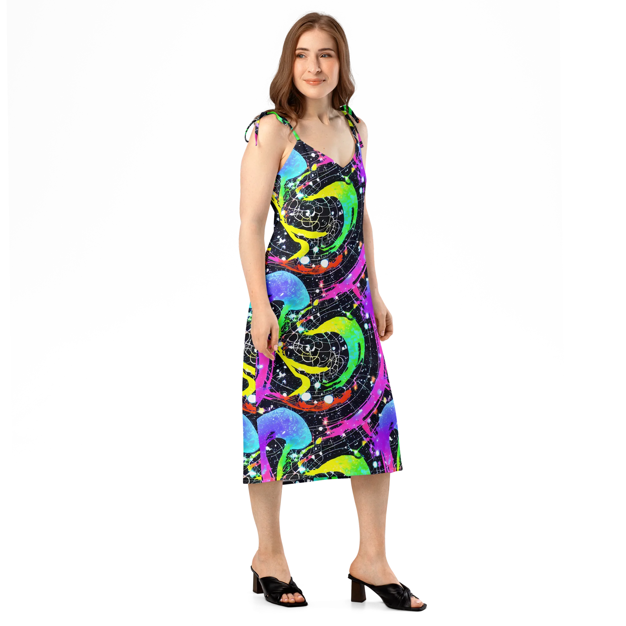Galactic Riot on Slip Dress — Right Front