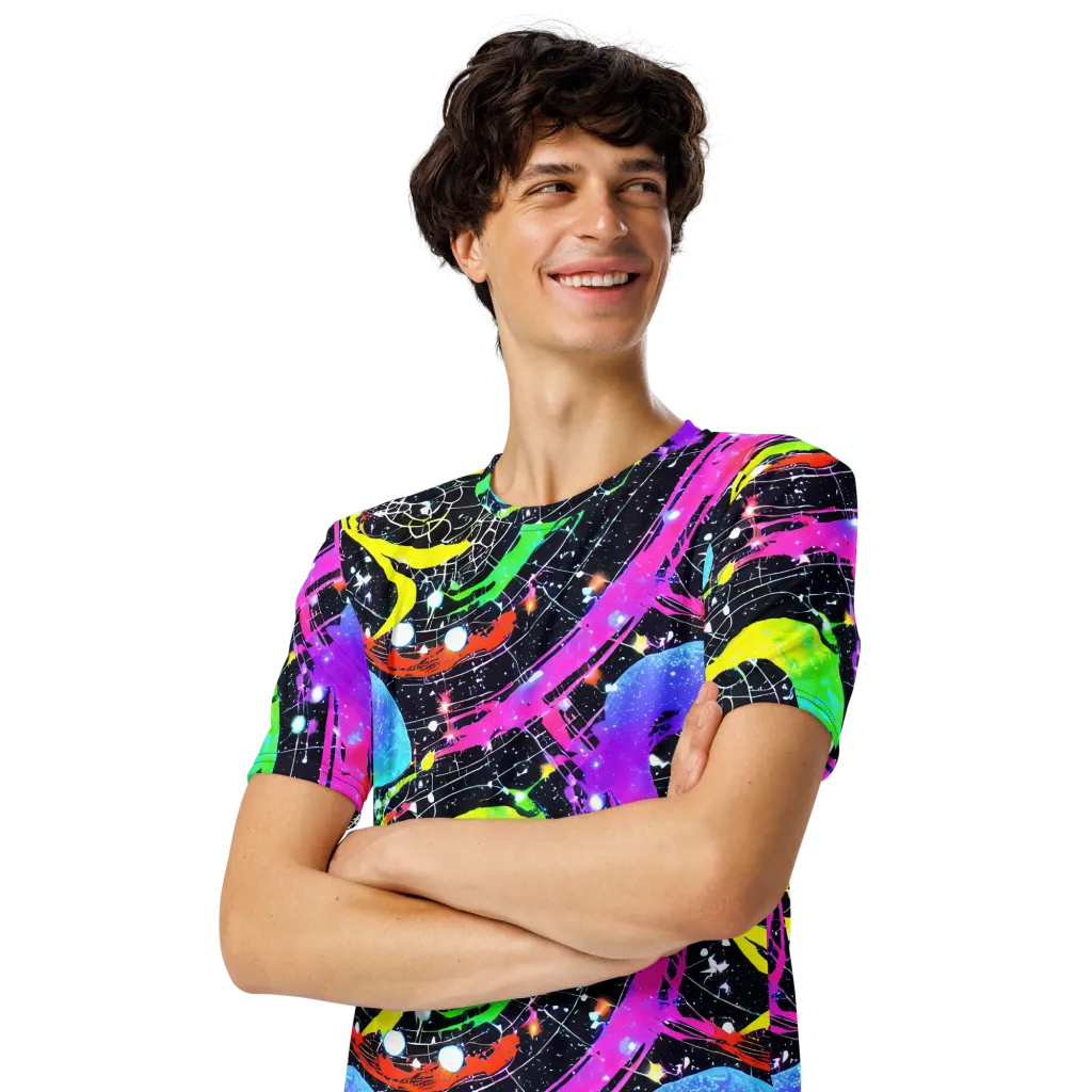 Galactic Riot on Men's Crew Neck T-Shirt — Left Front