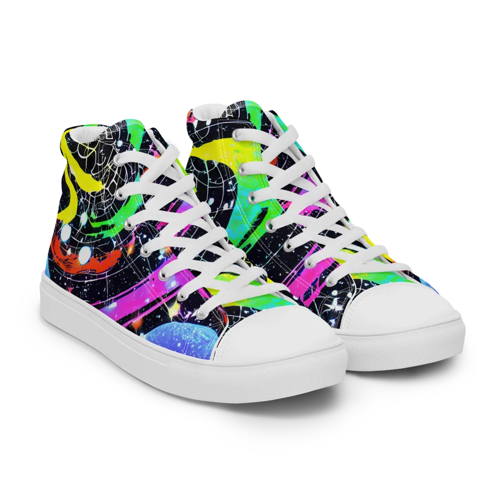 Galactic Riot on Men's High Top Canvas Shoes — Right Front