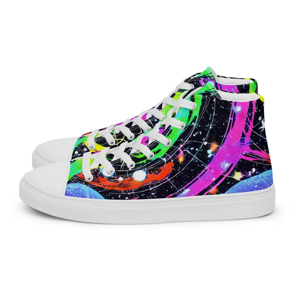 Galactic Riot on Men's High Top Canvas Shoes — Left