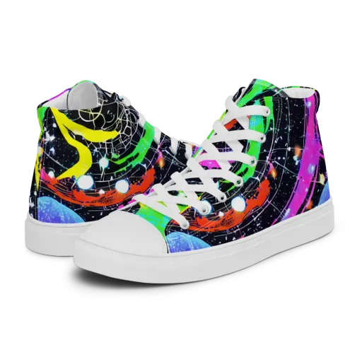 Galactic Riot on a Men's High Top Canvas Shoes