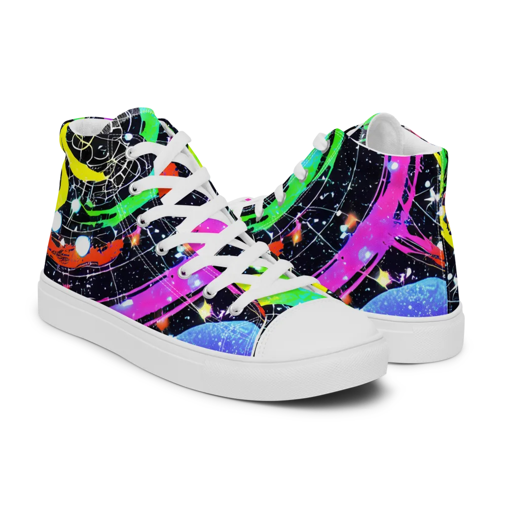 Galactic Riot on Men's High Top Canvas Shoes — Right