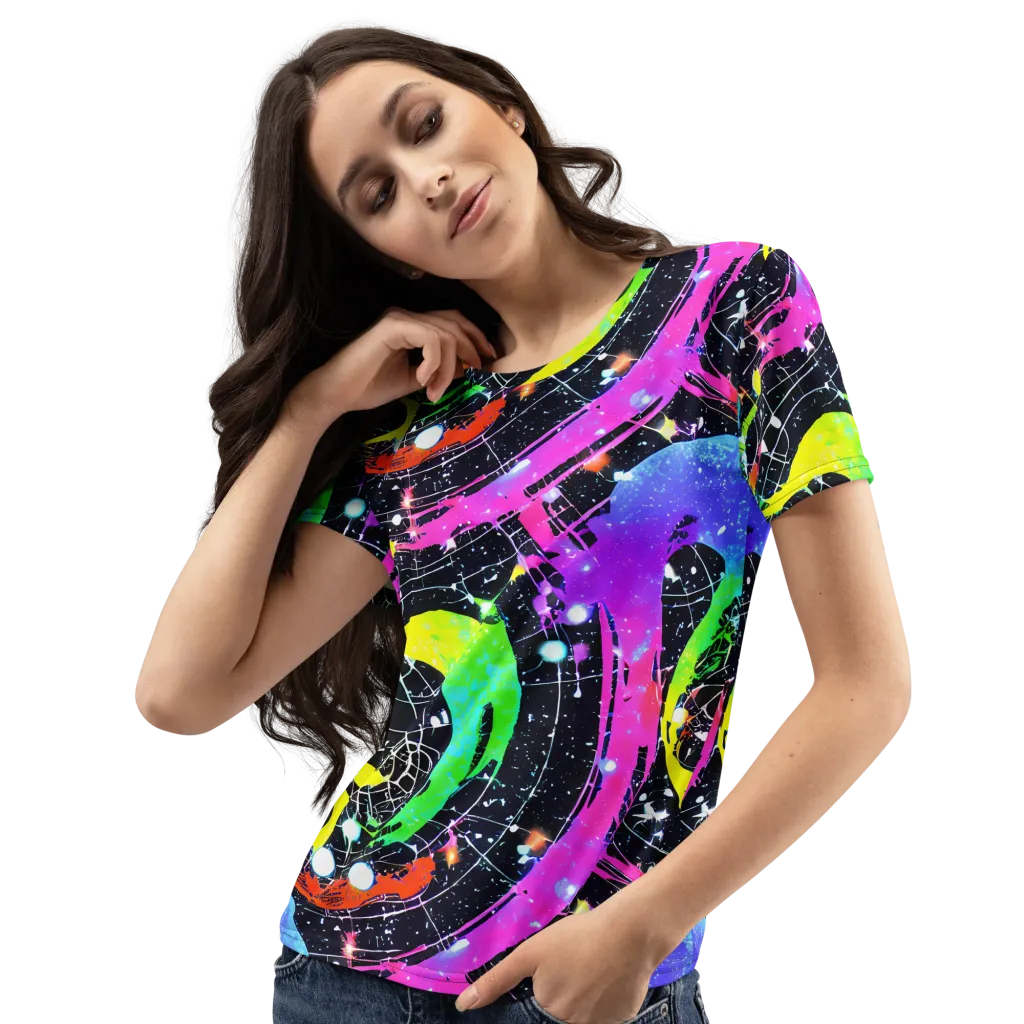 Galactic Riot on Women's Crew Neck T-Shirt — Left Front