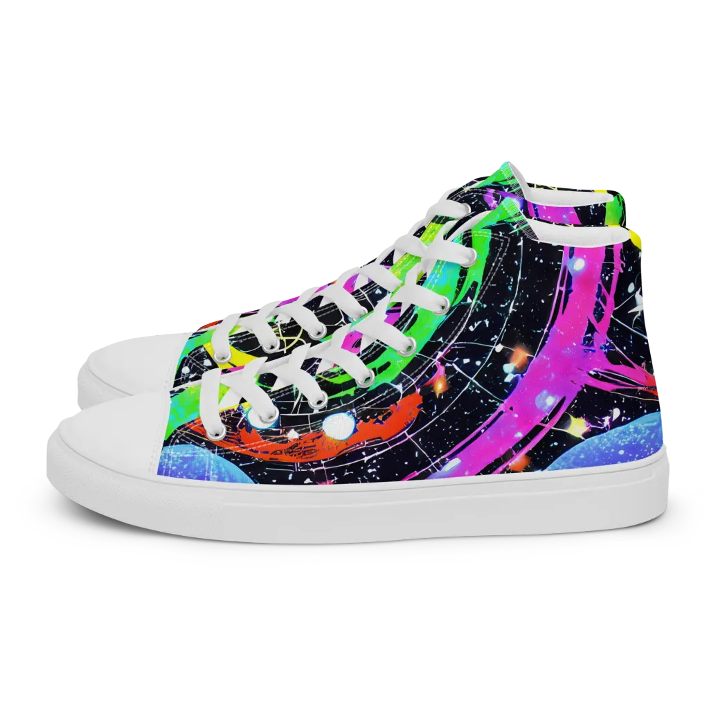Galactic Riot on Women's High Top Canvas Shoes — Left