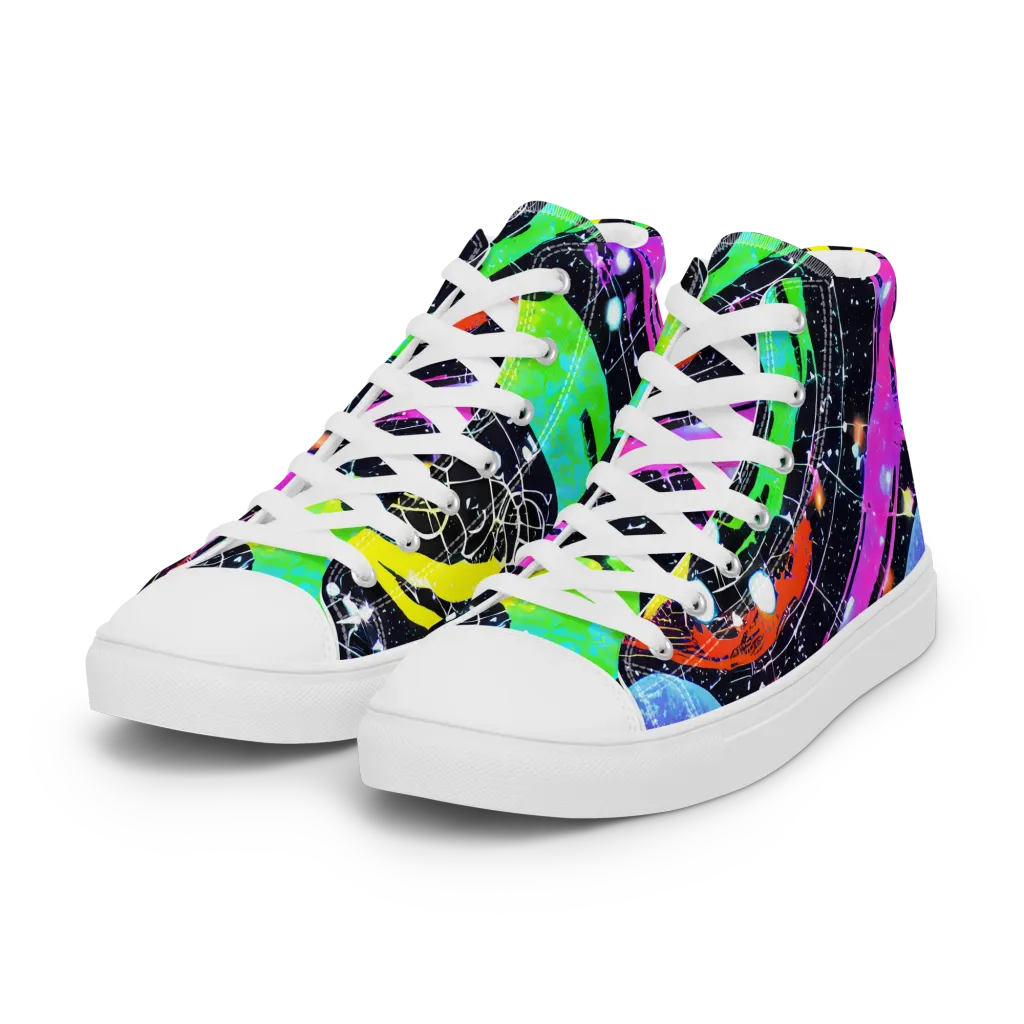 Galactic Riot on Women's High Top Canvas Shoes — Left Front