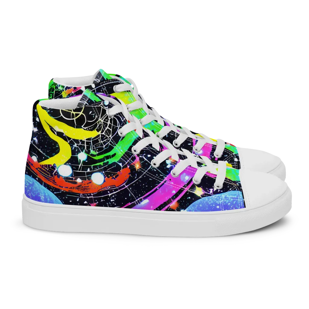 Galactic Riot on Women's High Top Canvas Shoes — Right