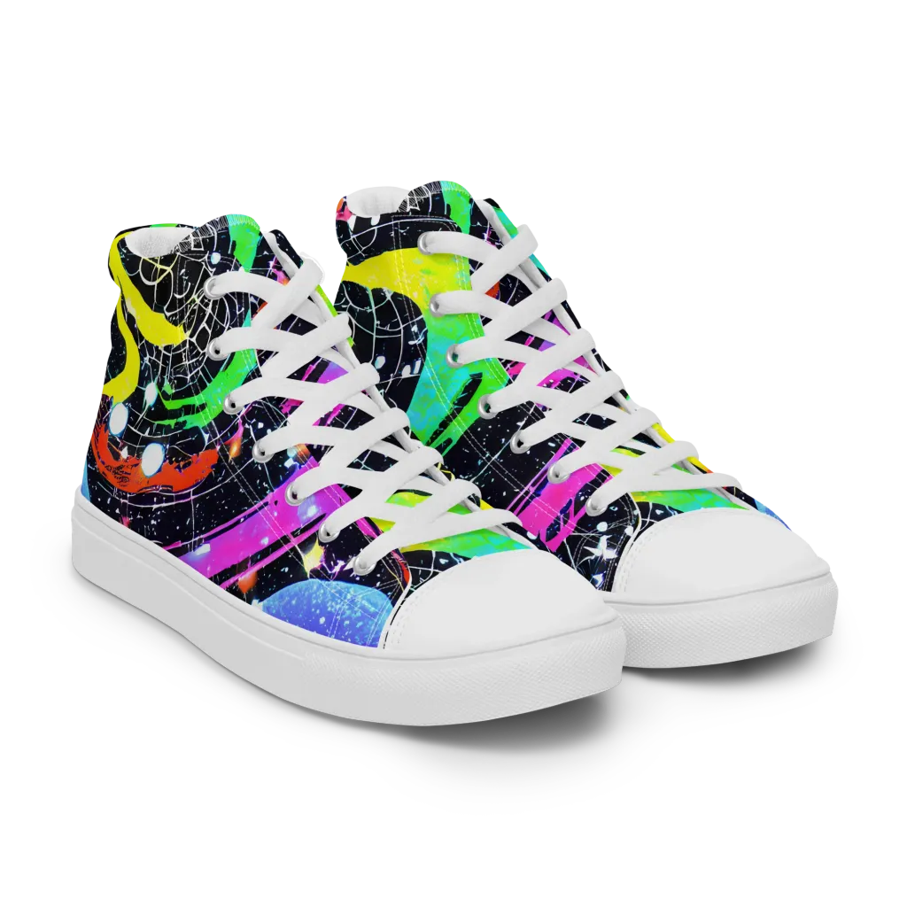 Galactic Riot on Women's High Top Canvas Shoes — Right Front