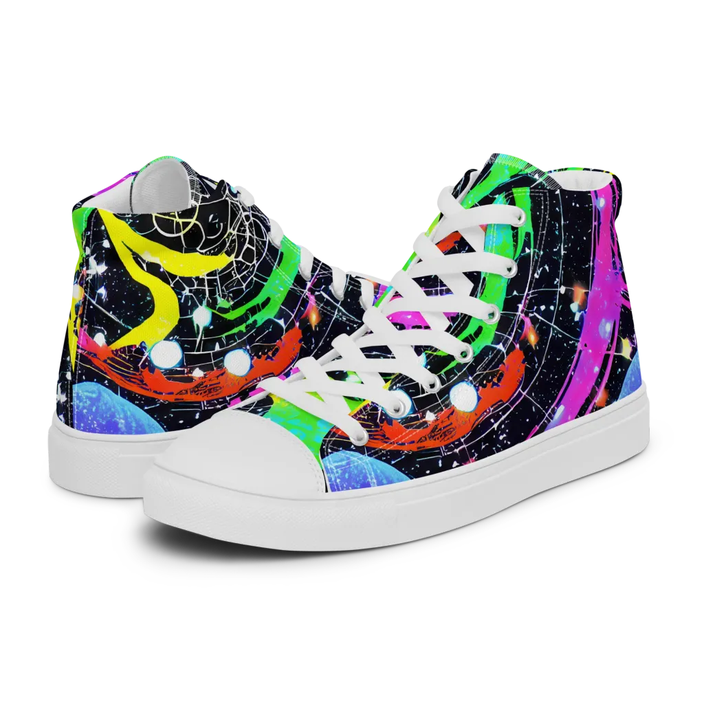 Galactic Riot on Women's High Top Canvas Shoes — Left