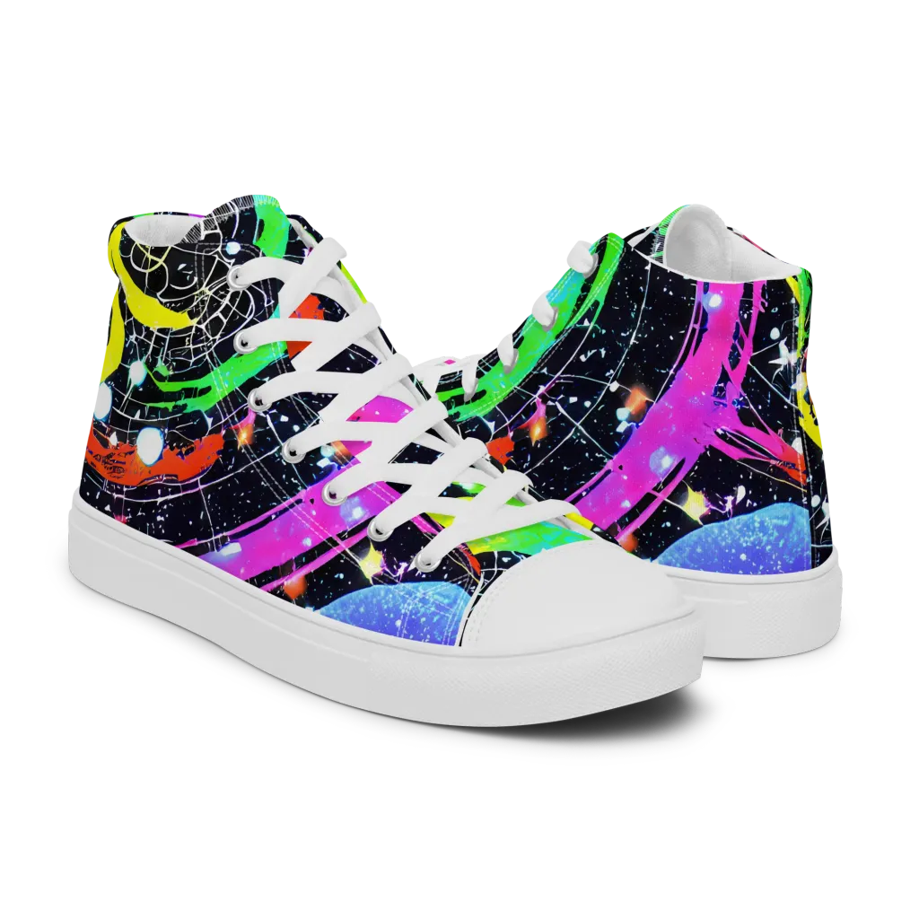 Galactic Riot on Women's High Top Canvas Shoes — Right