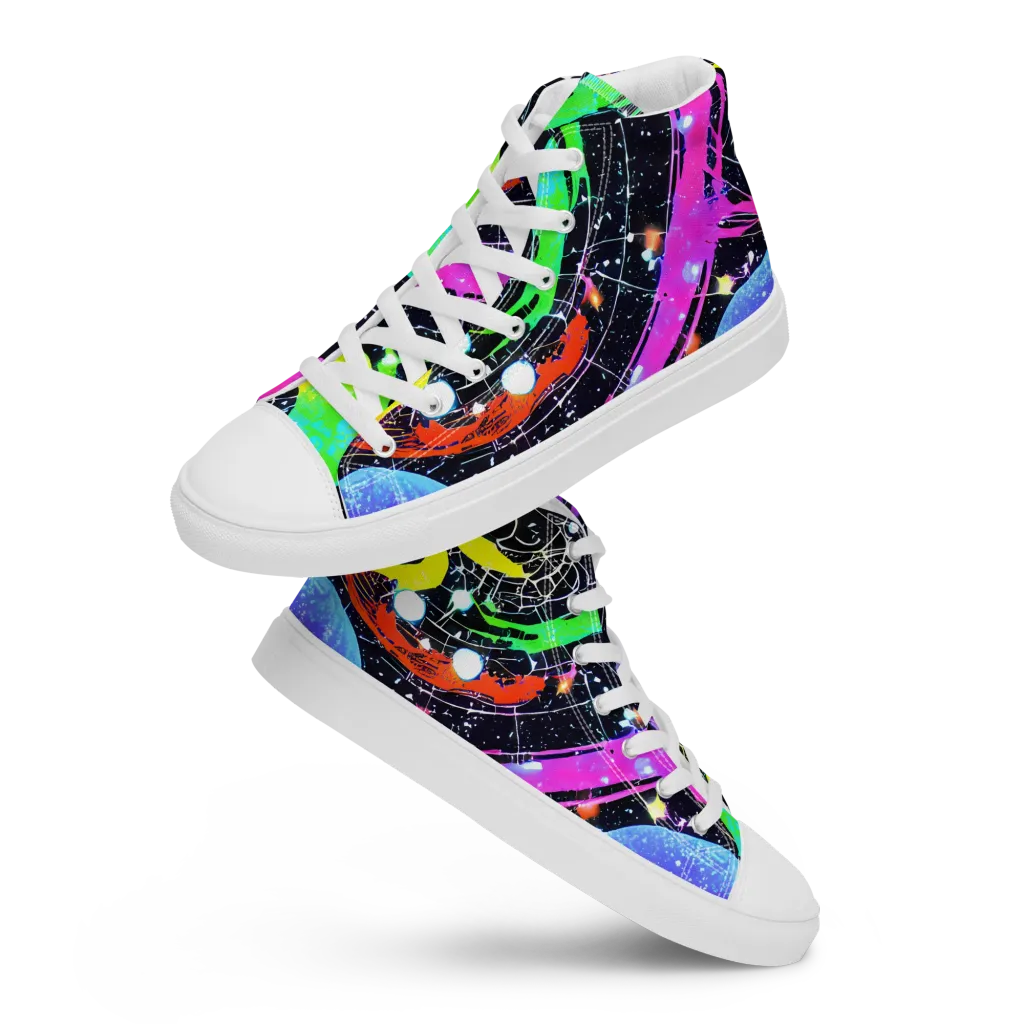 Galactic Riot on Women's High Top Canvas Shoes — Front
